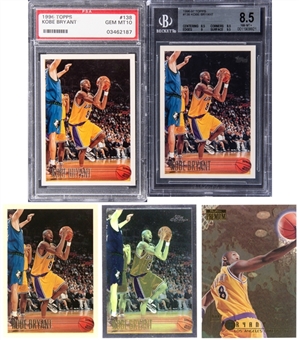 1996/97 Topps and SkyBox Kobe Bryant Rookie Cards Quintet (5) – Featuring 1996/97 Topps #138 PSA GEM MT 10 Example!